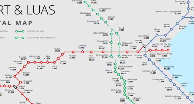 DART & Luas Map Illustrates Dublin Rental Prices