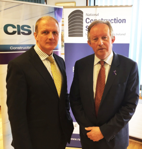 Tom Parlon (right), Director General of the Construction Industry Federation (CIF) and Tom Moloney, Managing Director of Construction Information Services (CIS) at the announcement of the National Construction Summit 2016 to be held in the RDS on June 15th